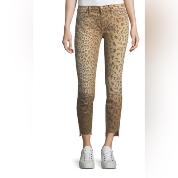 Current Elliot women’s animal print cheetah print raw hem jeans 26 mob wife - Picture 1 of 8